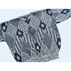 Vintage Exchange Unlimited 90s Faux Leather Patch Sweater Sz M